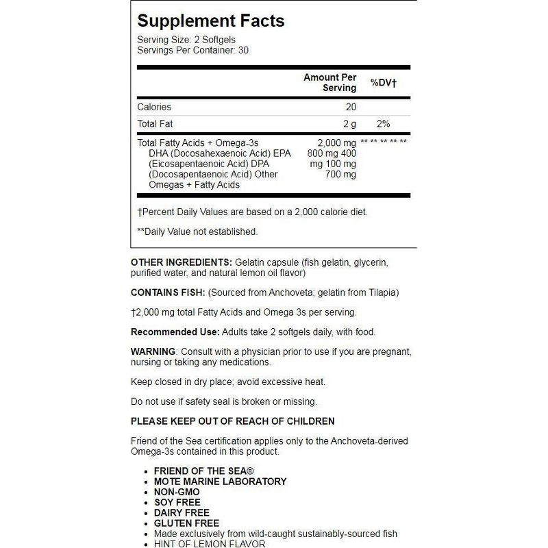 Enzymedica Omegas And Fish Oil Aqua-Biome Fish Oil Maximum Softgel - Lemon 2,000 mg 60ct.