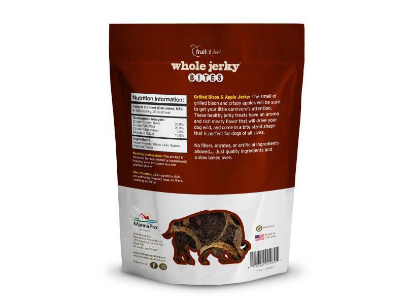 Fruitables Dog Treats Whole Jerky Bites Grilled Bison & Apple - 12oz