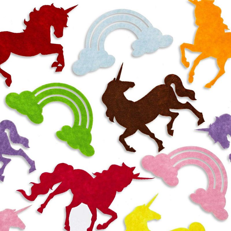 Genie Crafts 100-Pack Felt Rainbow Unicorn Shape Cutouts for DIY Arts and Crafts, 4 Designs, Assorted Colors