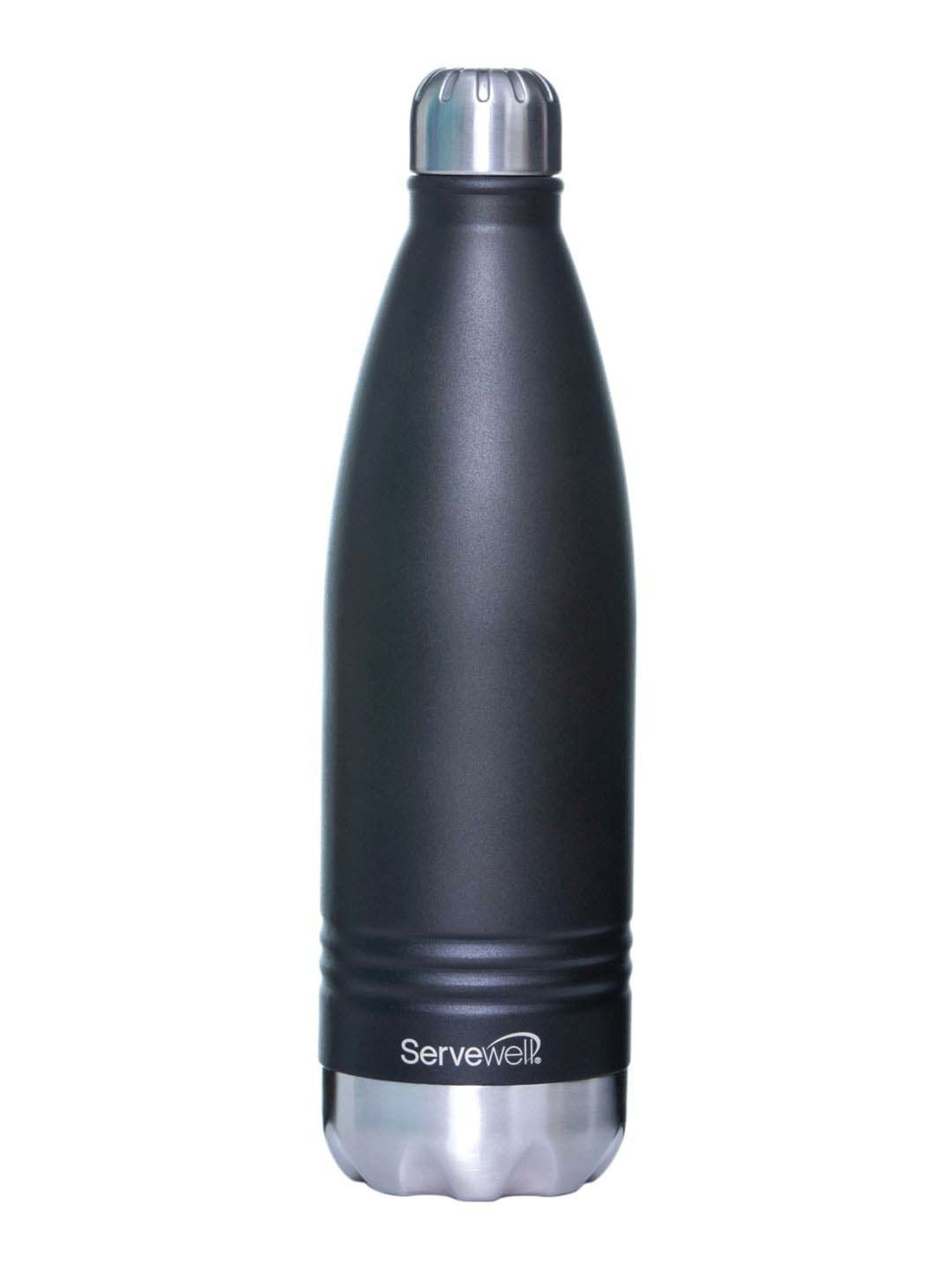 Servewell Jet Black Steel Indus Vacuum Bottle (1 L)