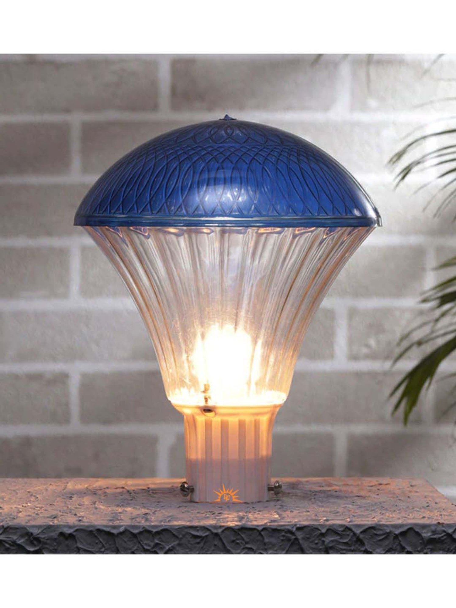 Pure Home and Living Grey Glass Trophy Shaped Table Lamp Stand