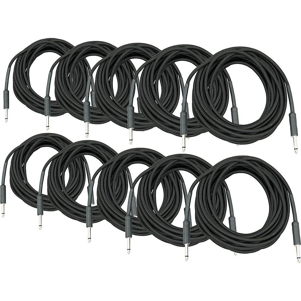 Musician's Gear Braided Instrument Cable 1/4 In. Black 30 Ft. 10-Pack