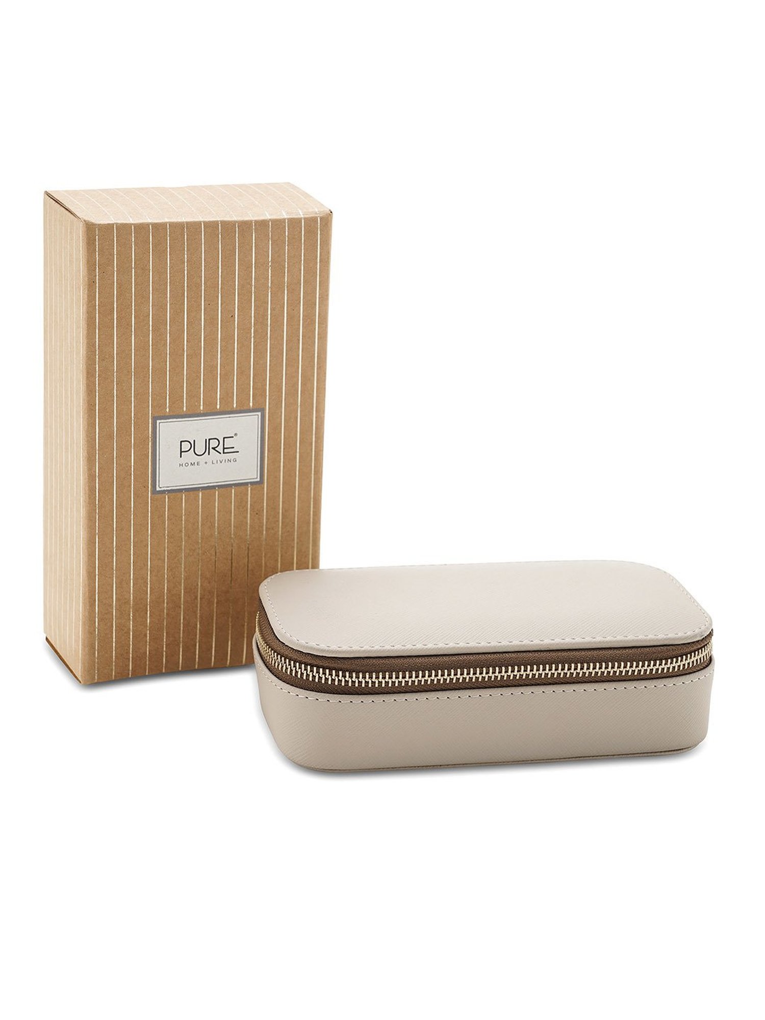 Pure Home and Living Beige Leather Solid Jewellery Organiser