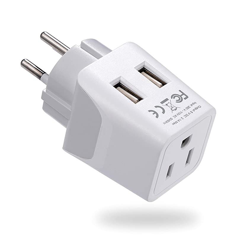 Israel Palestine Travel Adapter Plug with Dual USB Usa Input Type H Ultra Compact Perfect for Cell Phones Laptop Camera Chargers iWatch iPhone and More CTU14