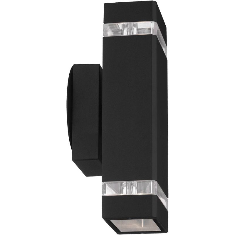 Possini Euro Design Modern Outdoor Wall Light Fixture Black 10 1/2" Rectangular Glass Up Down for House Porch Patio