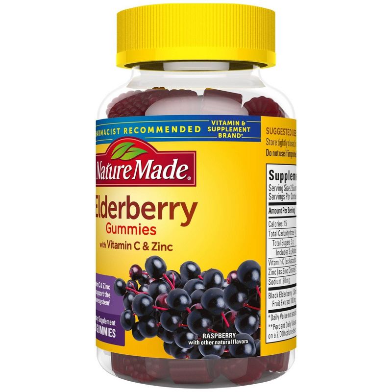 Nature Made Elderberry Gummies with Vitamin C & Zinc - Raspberry - 60ct