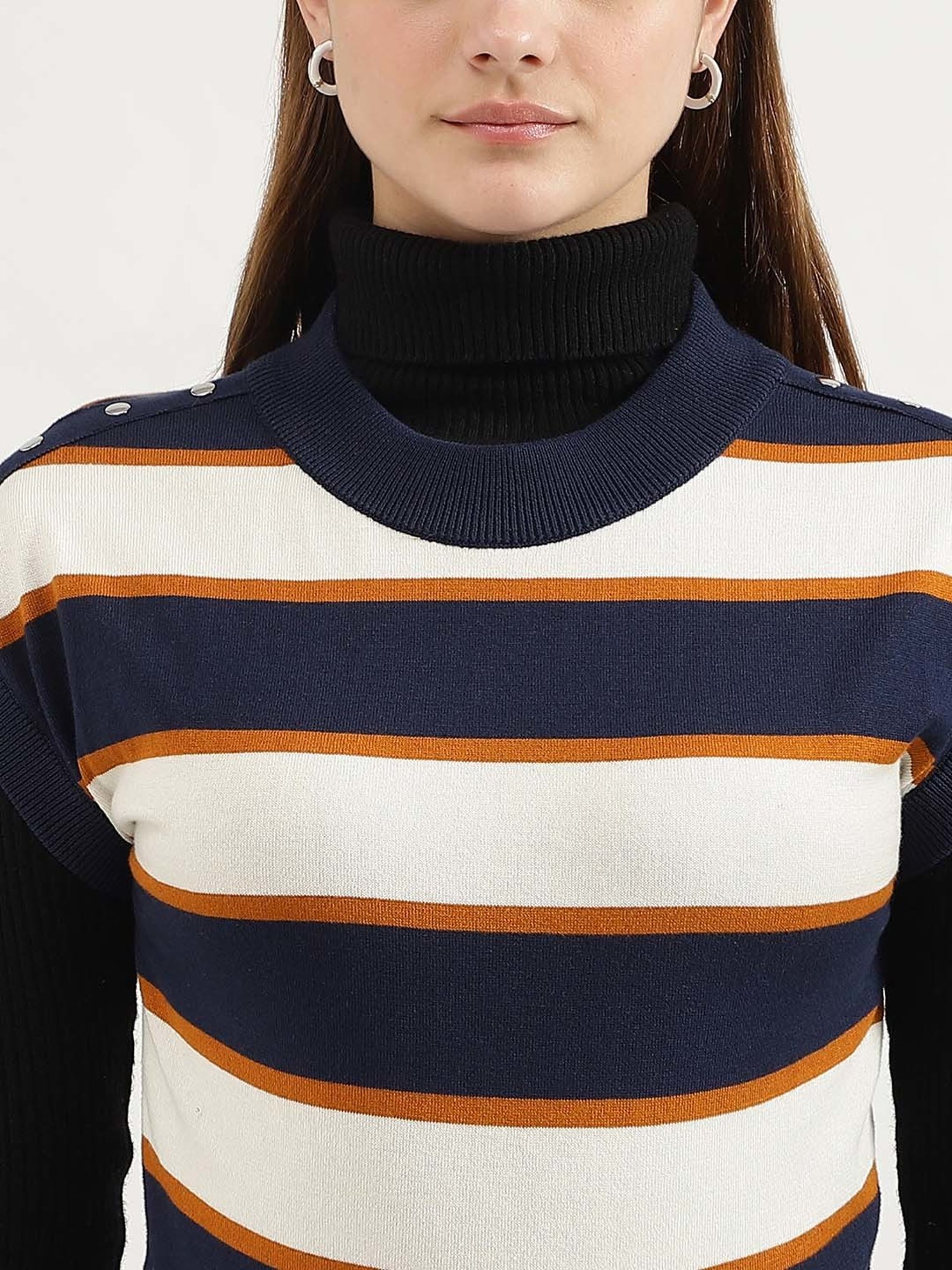 United Colors of Benetton Blue Cotton Striped Top
