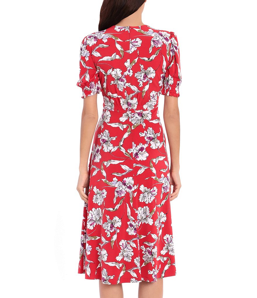 Jkara Petite Size V-Neck 3/4 Sleeve Beaded Bodice Gown