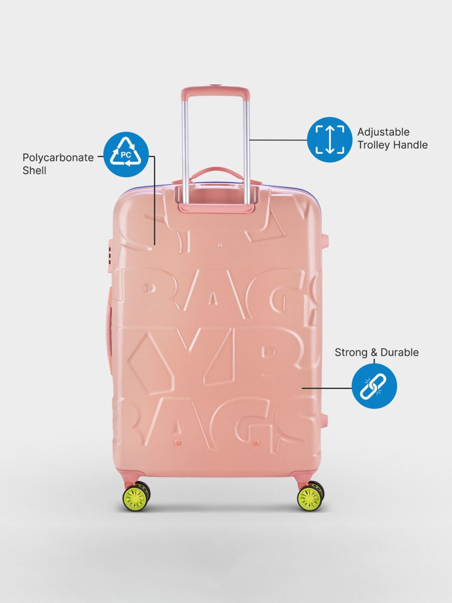 Skybags Dazzling Blue Amber Textured Hard Large Trolley Bag - 34 cm