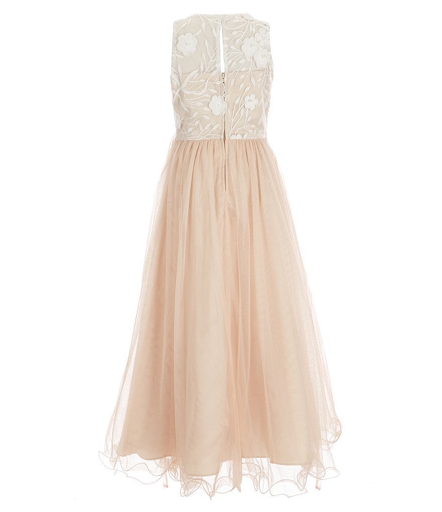 Honey and Rosie Big Girls 7-16 Sleeveless Ruffled Neck Scuba Skater Dress