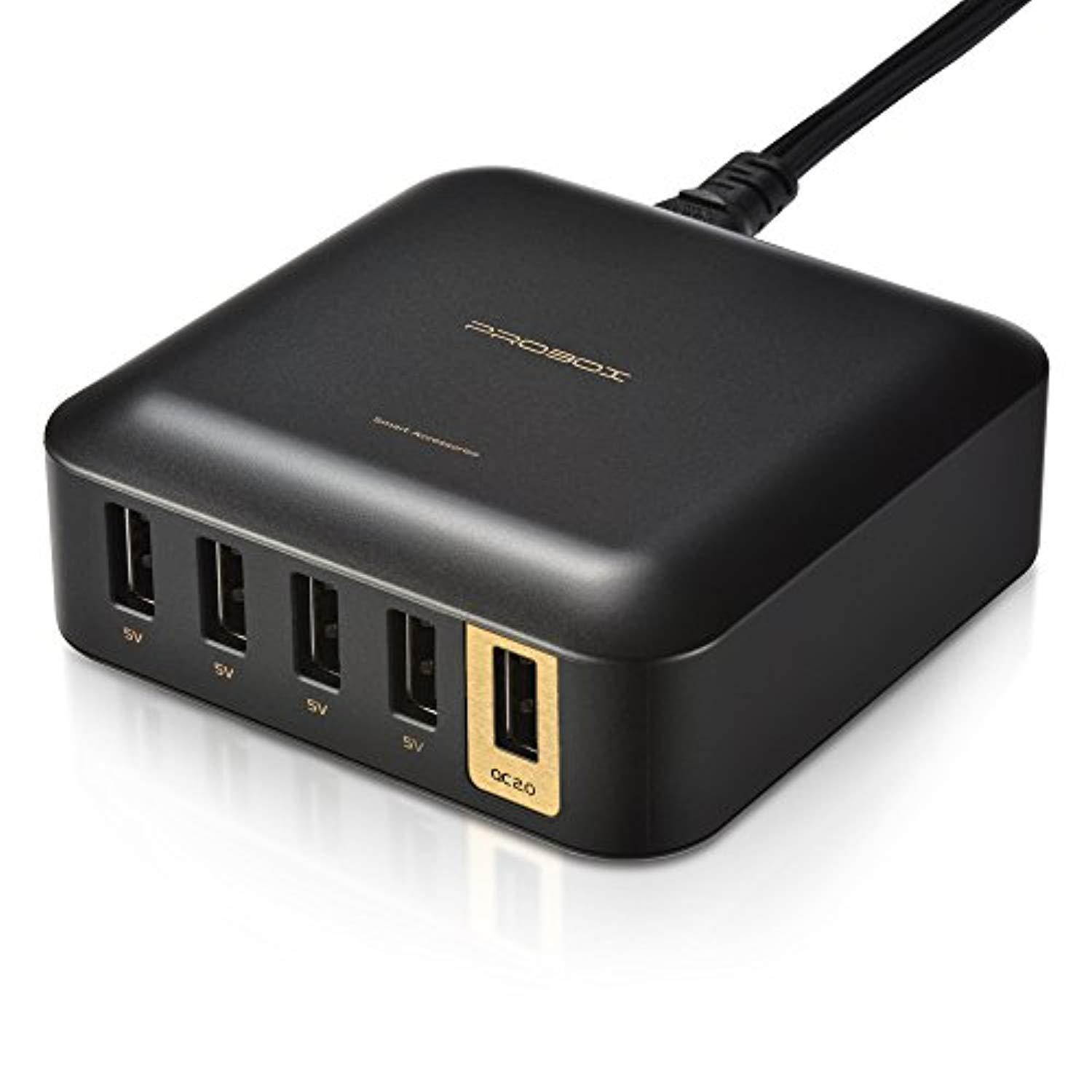 mediasonic qualcomm certified qc 2.0 50w 5 port usb charger black