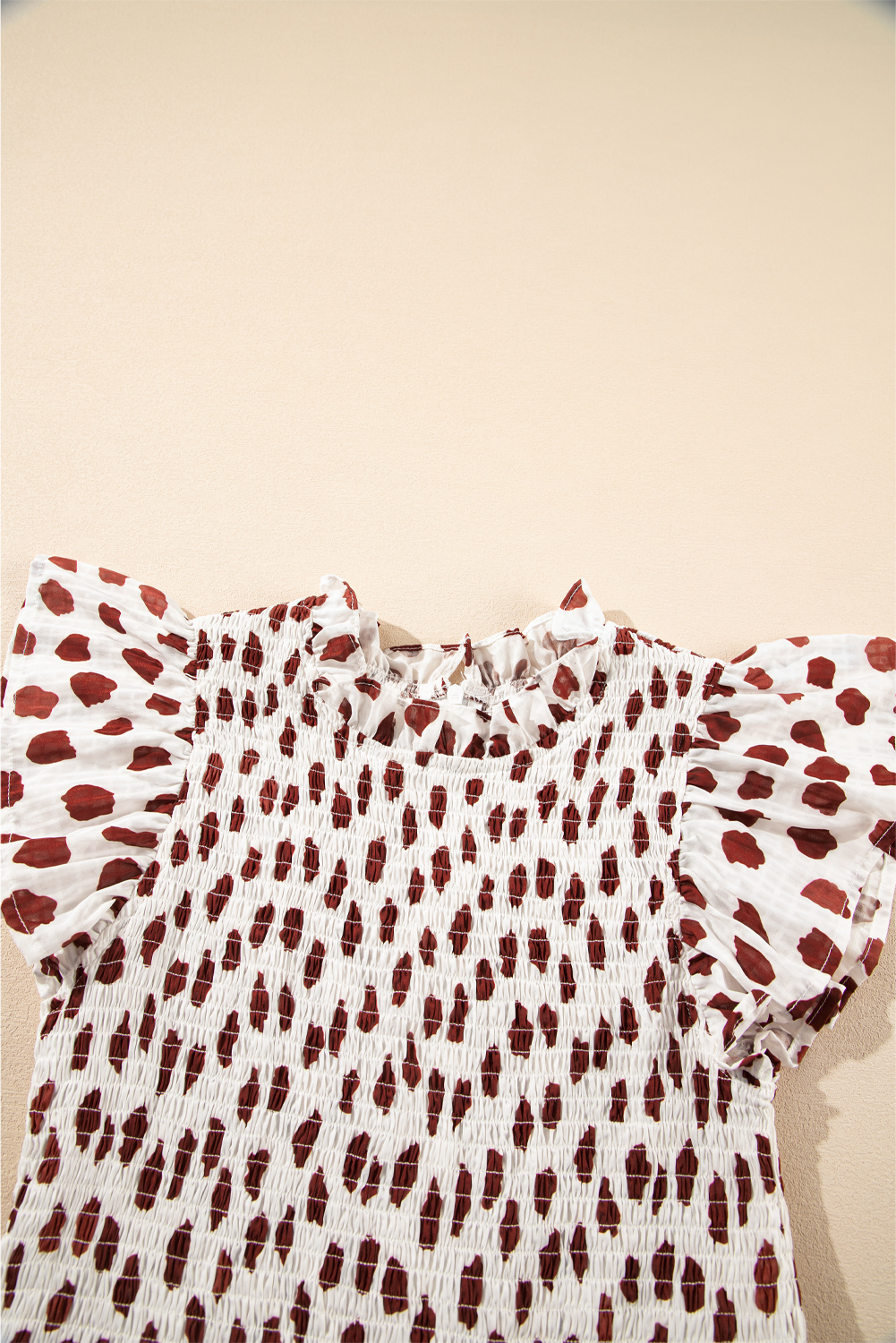 White Frill Mock Neck Sleeveless Tiered Floral Dress