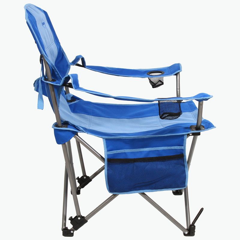 Kamp-Rite KAMPCC236 Outdoor Camping Furniture Beach Patio Sports Folding Lawn Chair with Detachable Footrest and Cup Holders, Blue