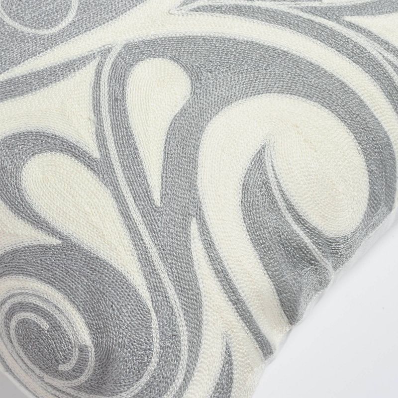 18"x18" Flint Crewel Embroidered Square Throw Pillow Gray/White - Sure Fit