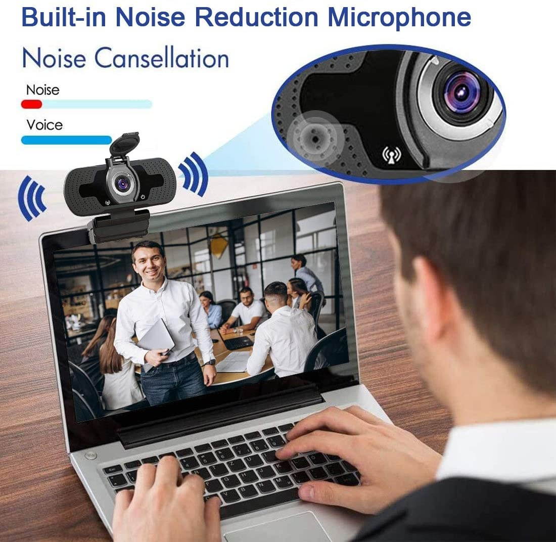 HD Webcam with Privacy Cover &Tripod,Webcam with Microphone 1080P,Streaming Computer Web Camera with 110&deg; Wide View Angle,USB PC Laptop Desktop Webcam for Video Calling Gaming Recording Conferencing