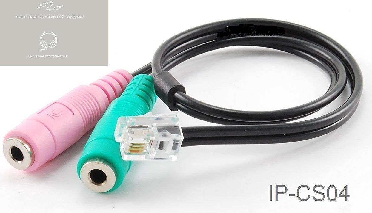 PC Dual 3.5mm Headset to RJ9/RJ10 CISCO Phone Adapter