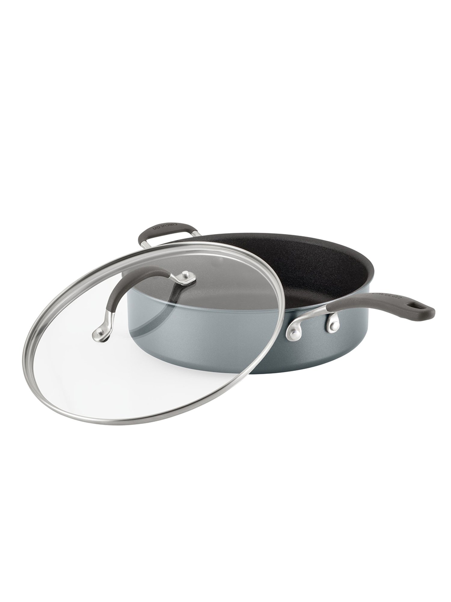 Meyer Circulon A1 Black Aluminium Saute Pan with Helper Handle and Lid