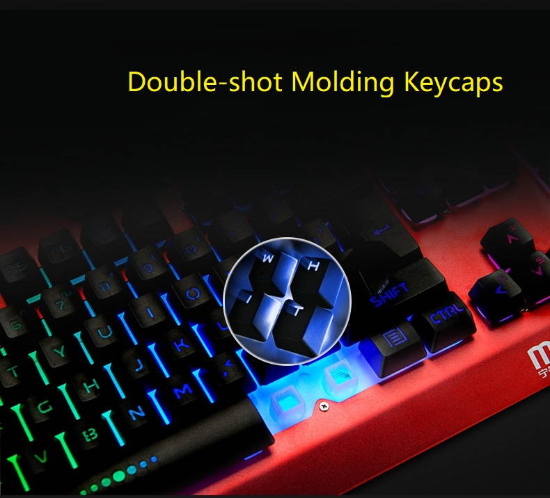 Ngame N1 Cool Exterior Waterproof USB  Wired Colorful Backlit,  Double-shot Molding Keycaps  Keyboard And 2400 DPI RGB Light Effect Mouse Combo For Office And Game, Metal Panel - Black