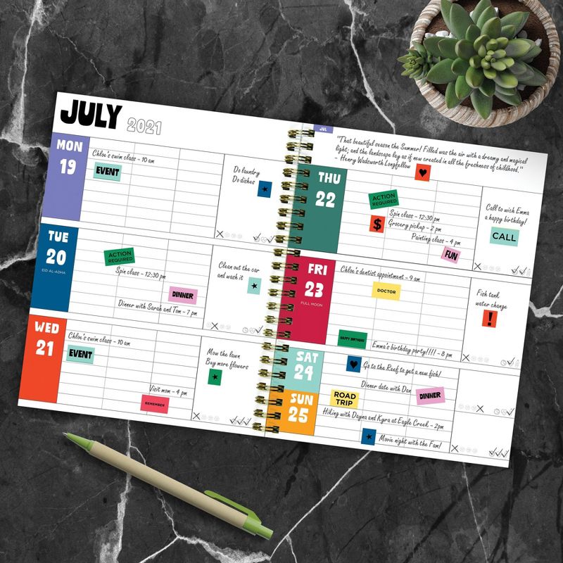 2021-22 Academic Planner 6" x 8" Halftone Flowers Daily/Weekly/Monthly - The Time Factory