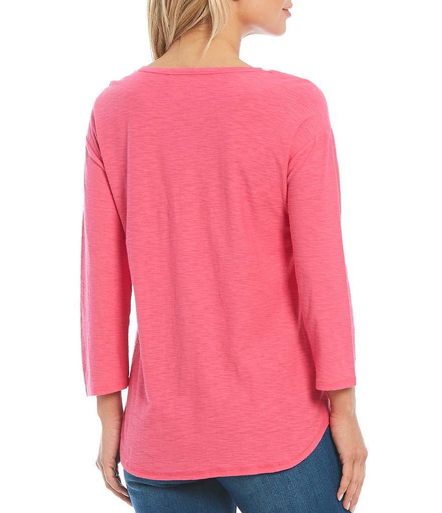 Westbound 3/4 Sleeve Seam Solid Cotton Blend Tee