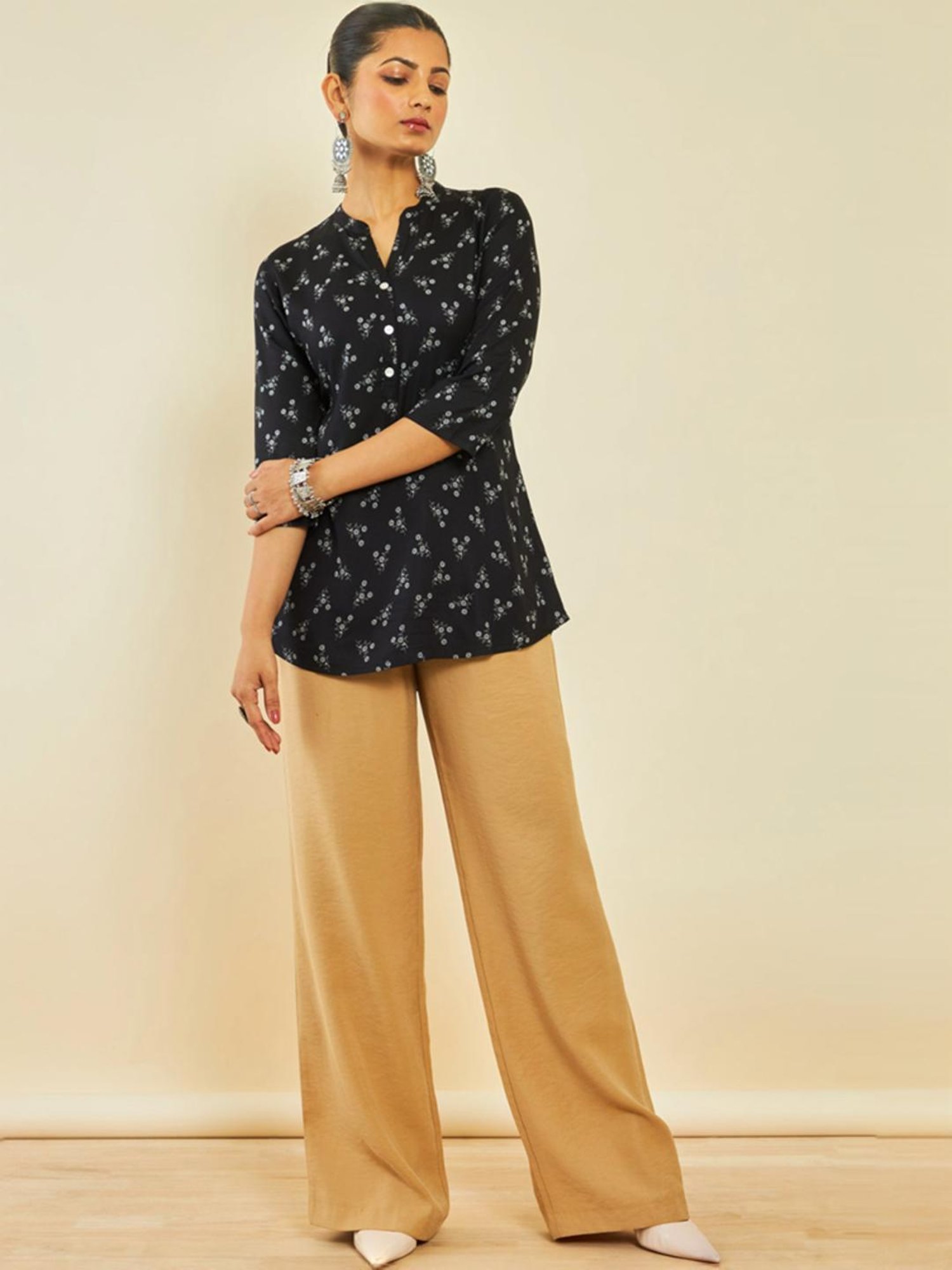 Soch Black Floral Print Tunic