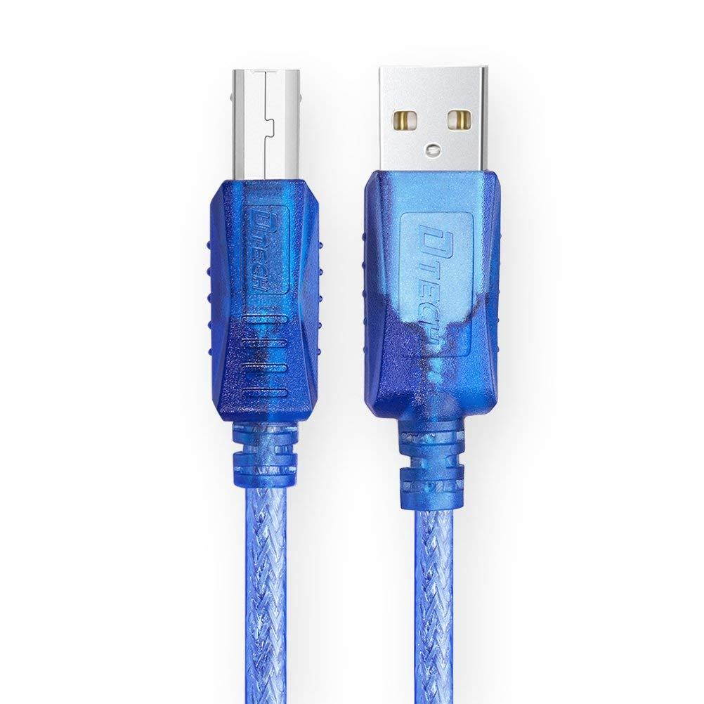 DTech 6 Feet USB 2.0 Printer Cable A Male to B Male Port Shielded Data Transfer Wire (6ft - Blue)