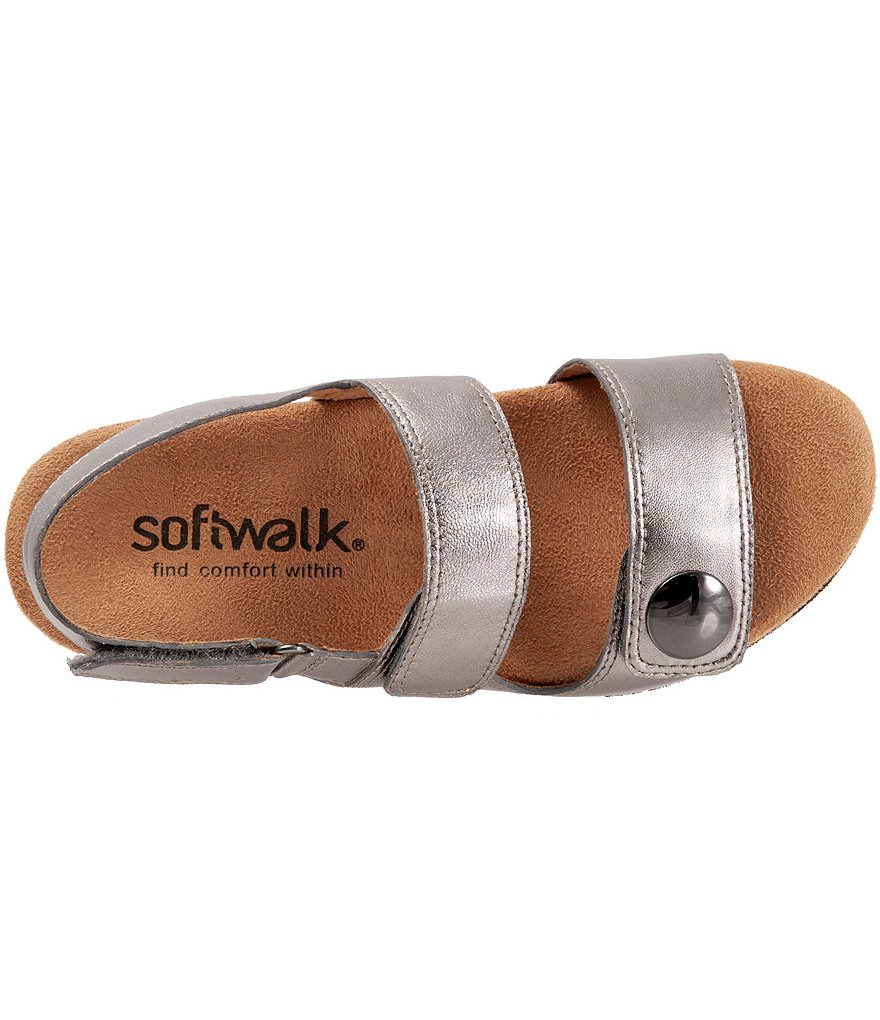 Softwalk Beatrice Adjustable Leather Wedge Sandals