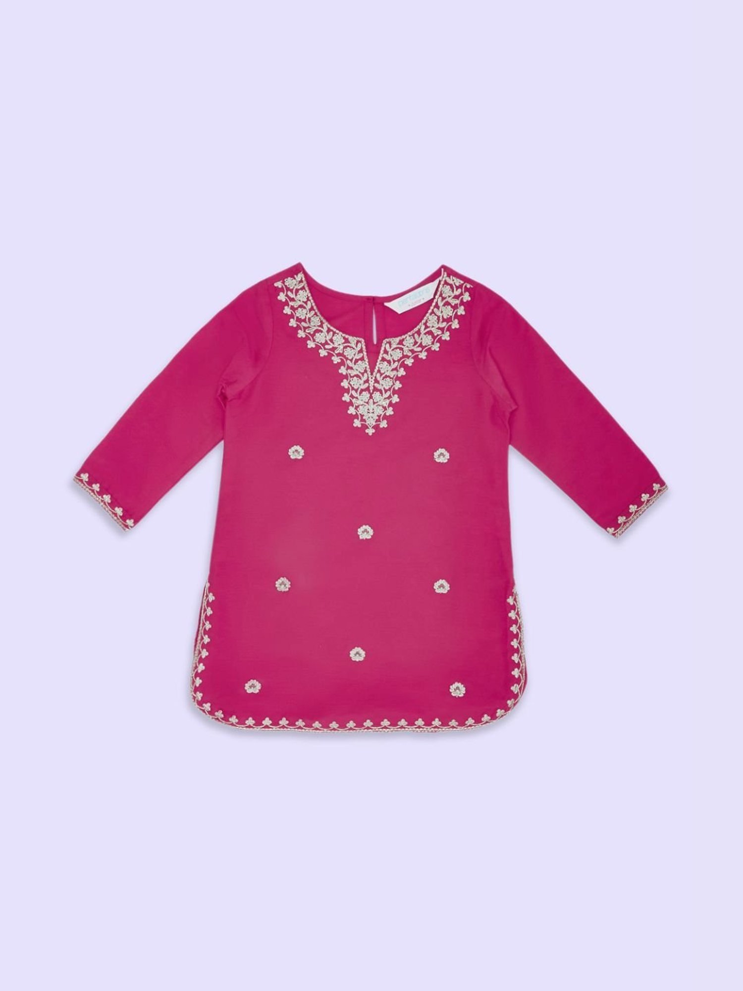Akkriti by Pantaloons Kids Fuchsia Pink Embroidered Kurta Set