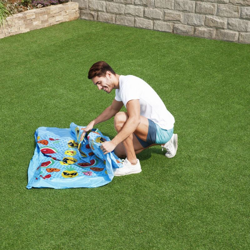 Bestway 8ft x 20in Splash in Shade Kids Spray Play Swimming Pool with UV Shade Canopy, Fruit Print