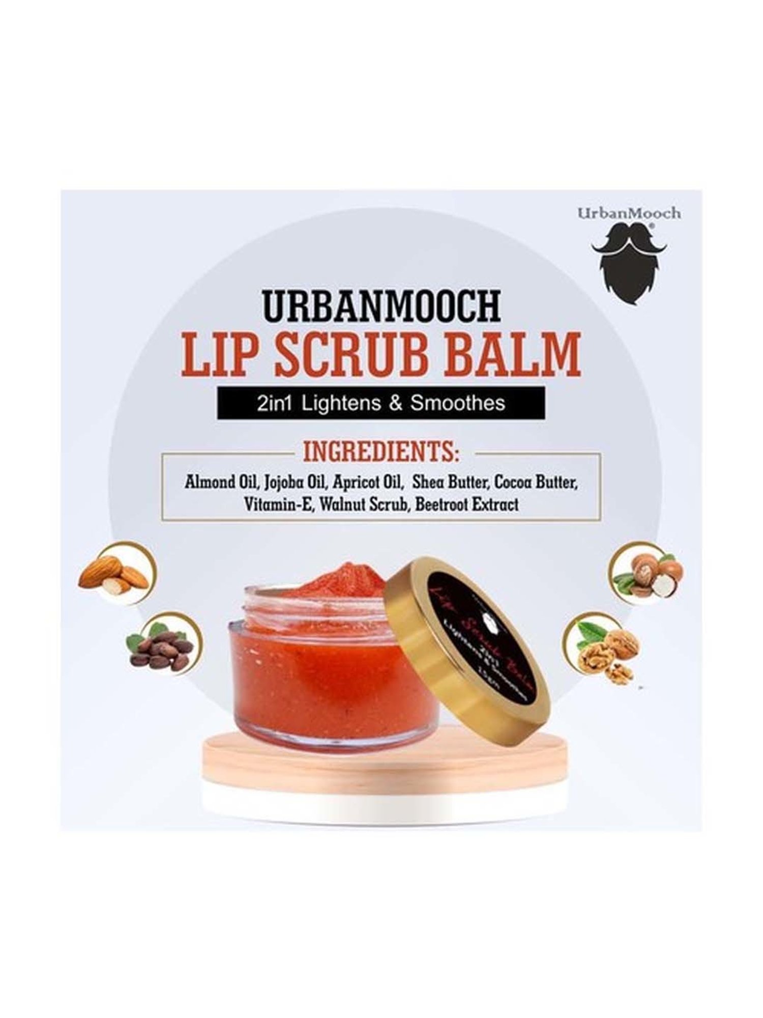 UrbanMooch Lip Scrub Balm 2 in 1 Lightens & Smoothen - 15 gm