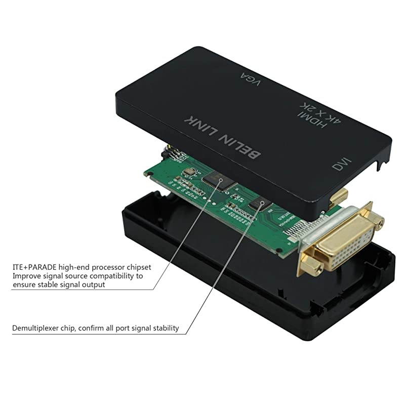 USBCThunderbolt 3 to HDMI VGA DVI Adapter Type C to HDMI VGA DVI GoldPlated Connector 3 in 1video Adapter for Huawei Mate 10MacBook ProDell XPS 13Chromebook PixelBlack