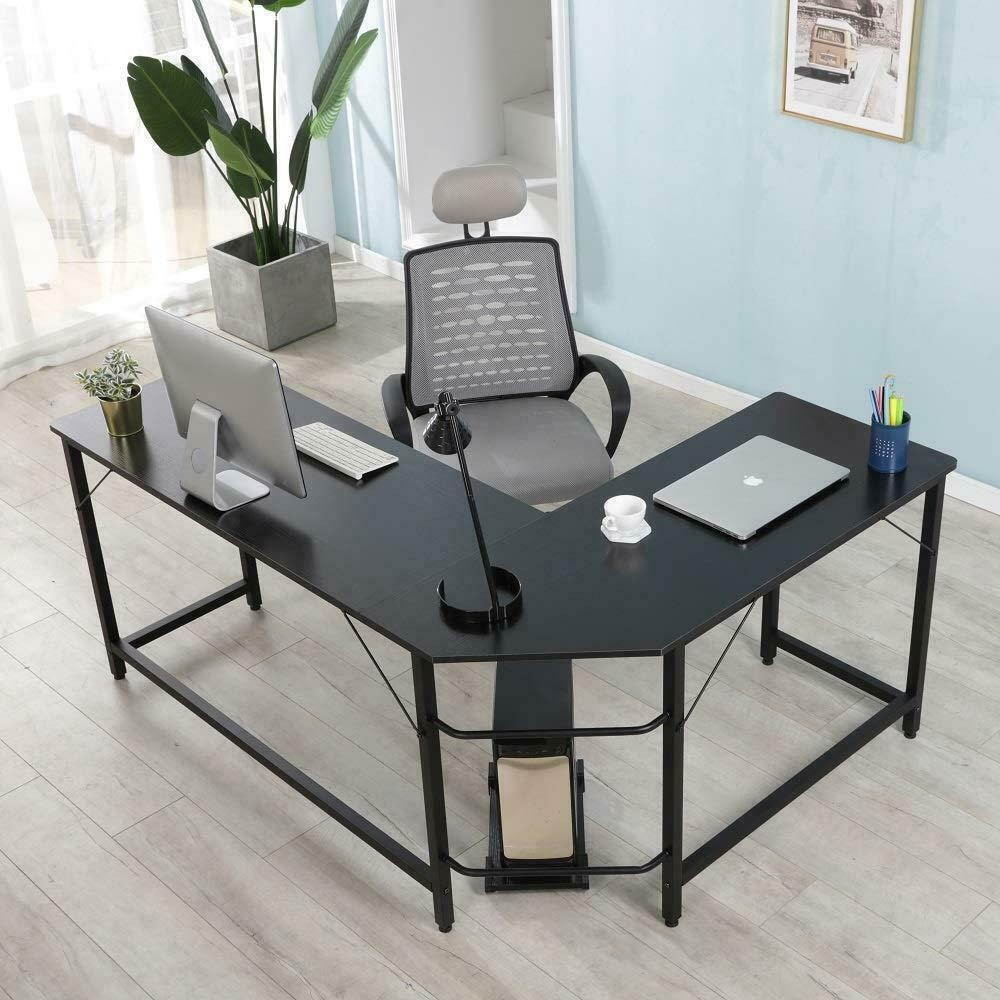 L-Shaped Desk Corner Computer Gaming Laptop Table Workston Home Office Black