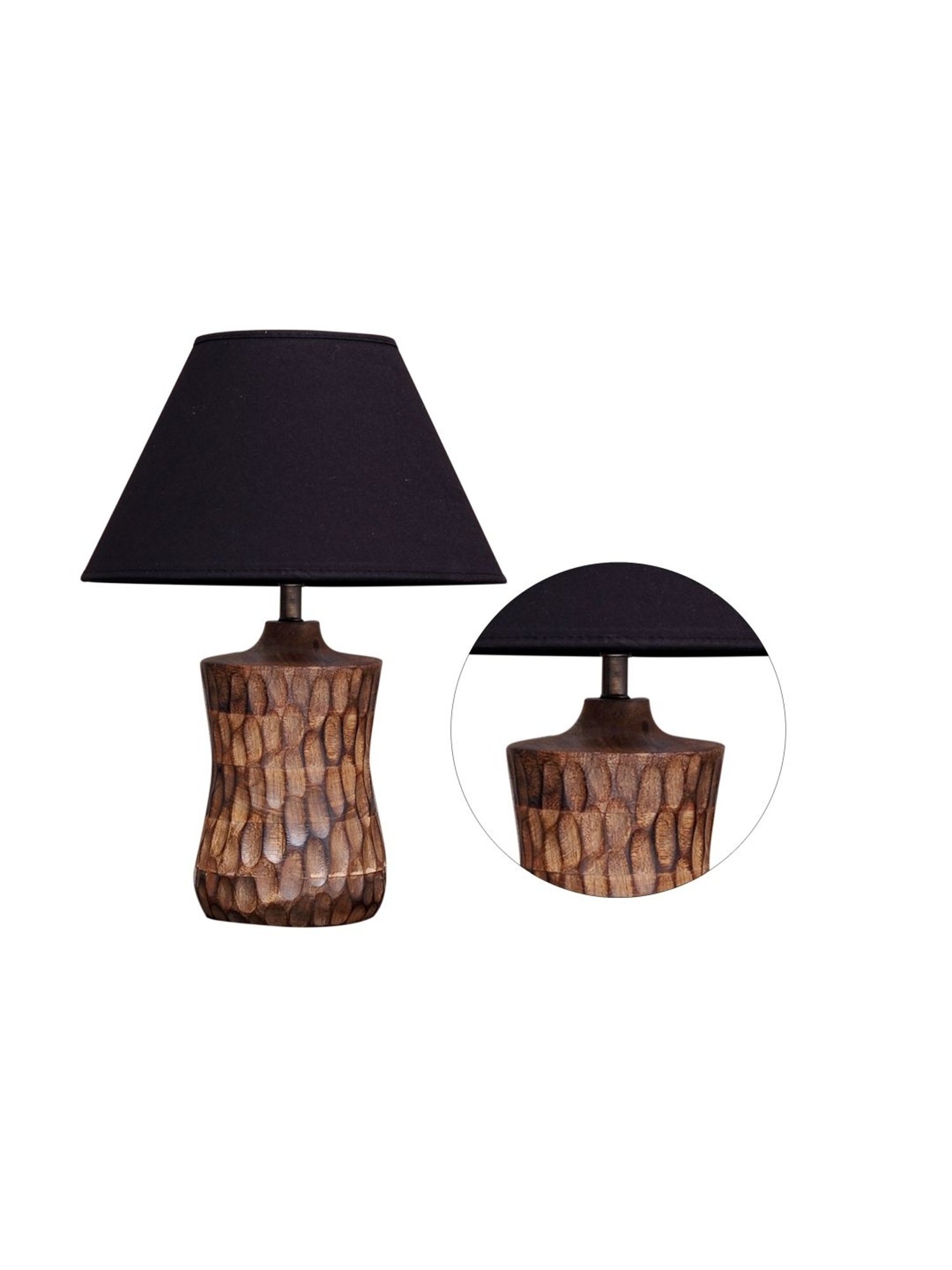 Kapoor Lamp Shades Brown & Black Wood Emmett Carved Table Lamp