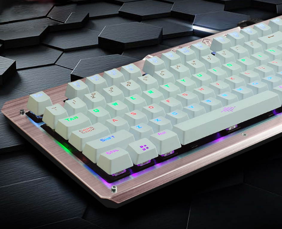 K26 Blacklit Mechanical Gaming Keyboard with Blue Switches - 104 Keys Wired USB Keyboard with 8 Color LED- Anti-ghosting Keys