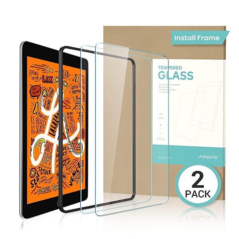 2 Pack for iPad Mini 4Mini 5 2019 Screen Protector  Easy Install Frame Tempered Glass for iPad MiniApple Pencil Compatible withAnti FingerprintScratchResistant9H Hardness