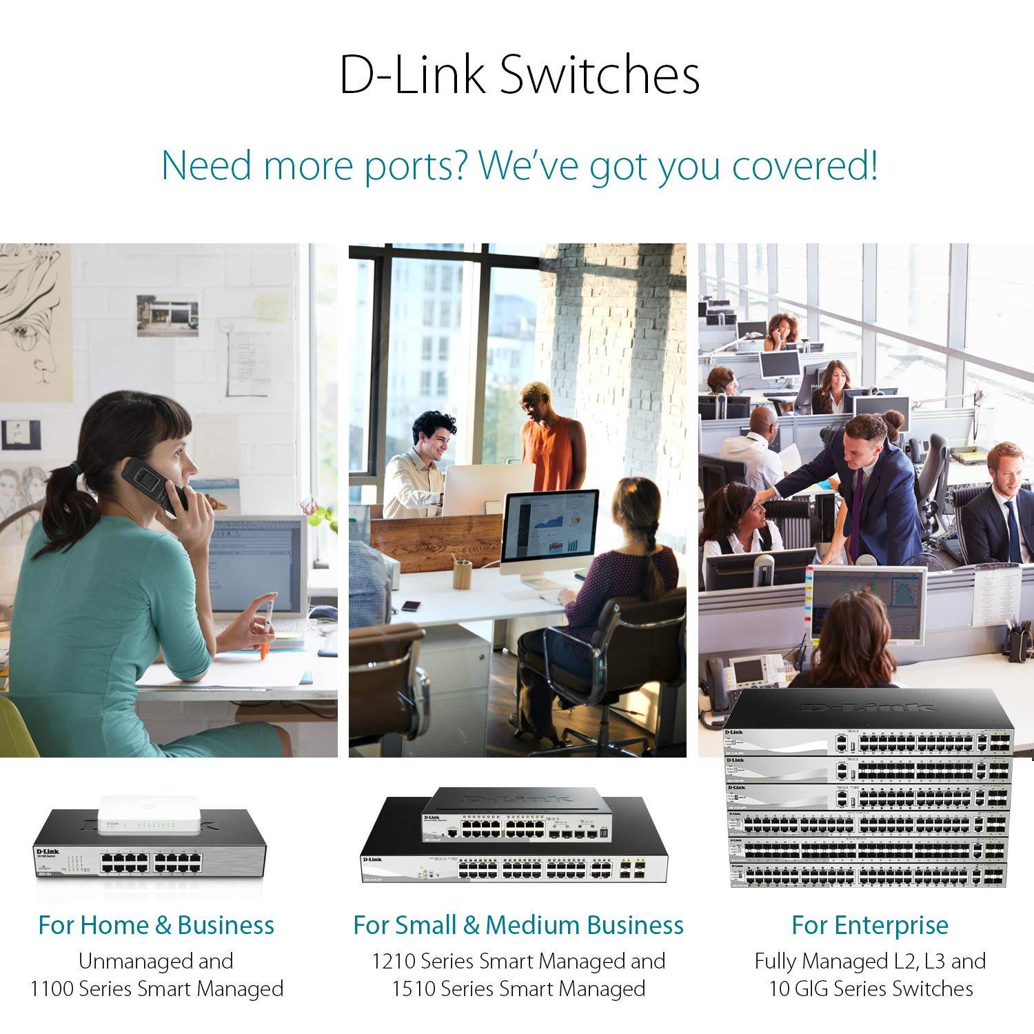 D-Link Ethernet Switch, 8 Port Unmanaged Gigabit Desktop Plug and Play Compact Design White (GO-SW-8G), Black