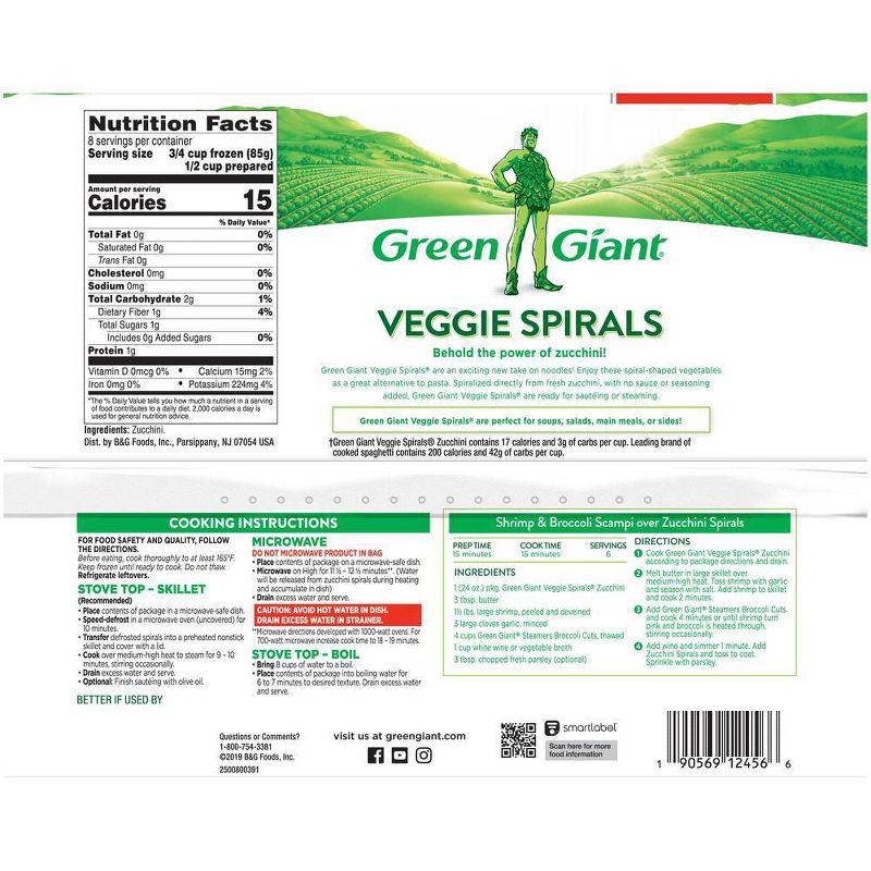 Green Giant Veggie Spirals Frozen  Zucchini Spirals Value Size -  24oz