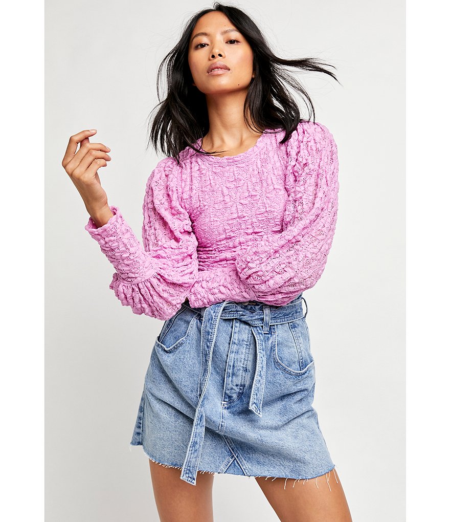 Free People Tea Time Long Puff Sleeve Top