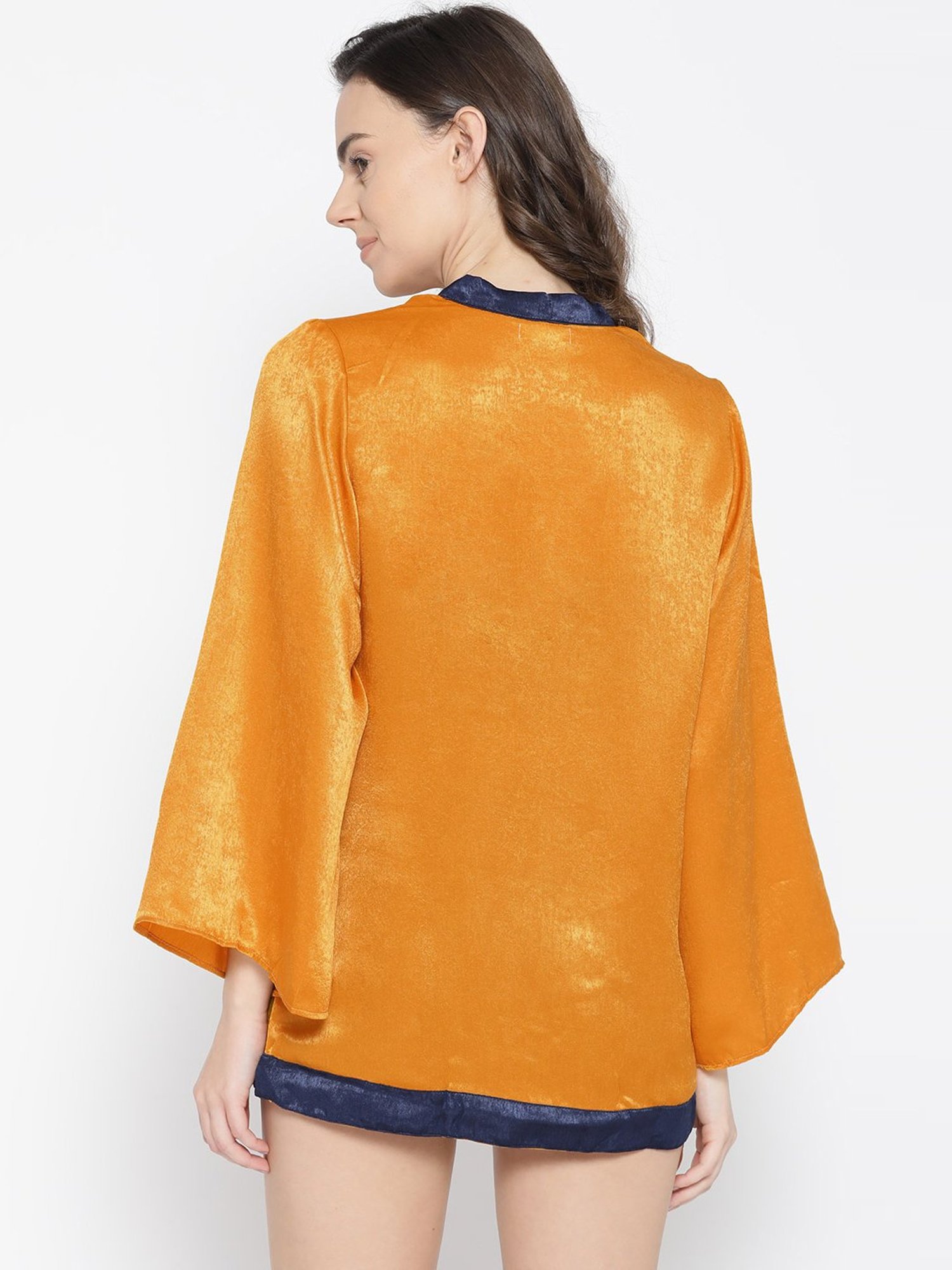 Erotissch Yellow Solid V Neck Robe