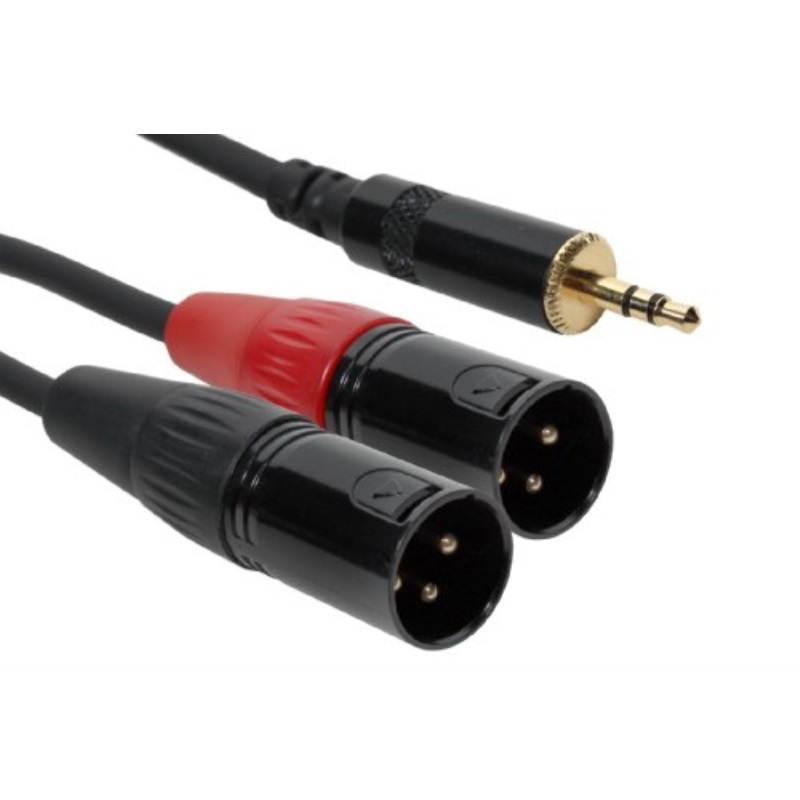 SuperFlex GOLD Y Patch Cable, (2) XLR Male to 3.5mm Stereo - 5' Length