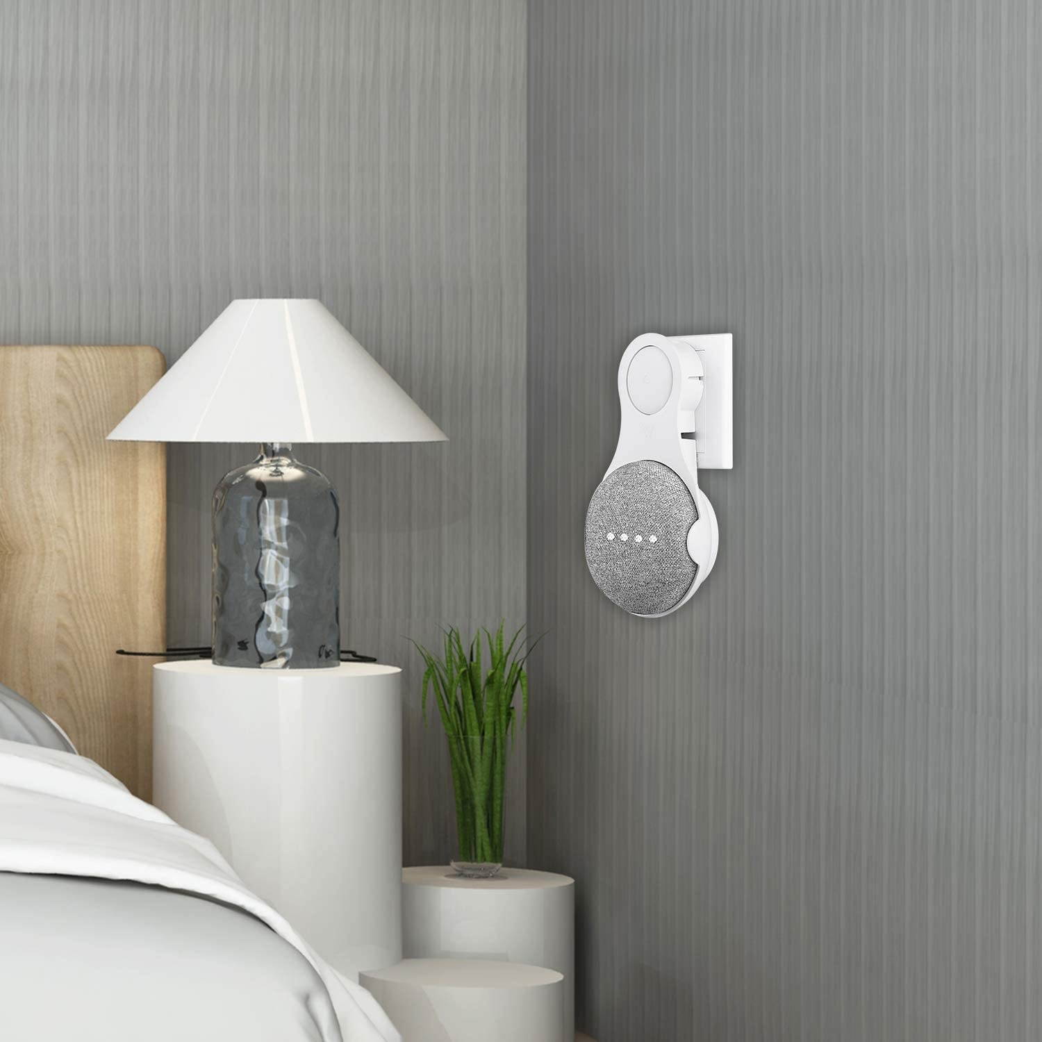 Wasserstein AC Outlet Mount for Google Nest Mini and Google Home Mini - Flexible Mounting for Your Speaker (1 Pack, White)