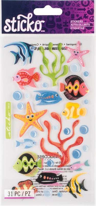 Sticko SPVM-64 Sticko Vellum Stickers-Tropical Fish