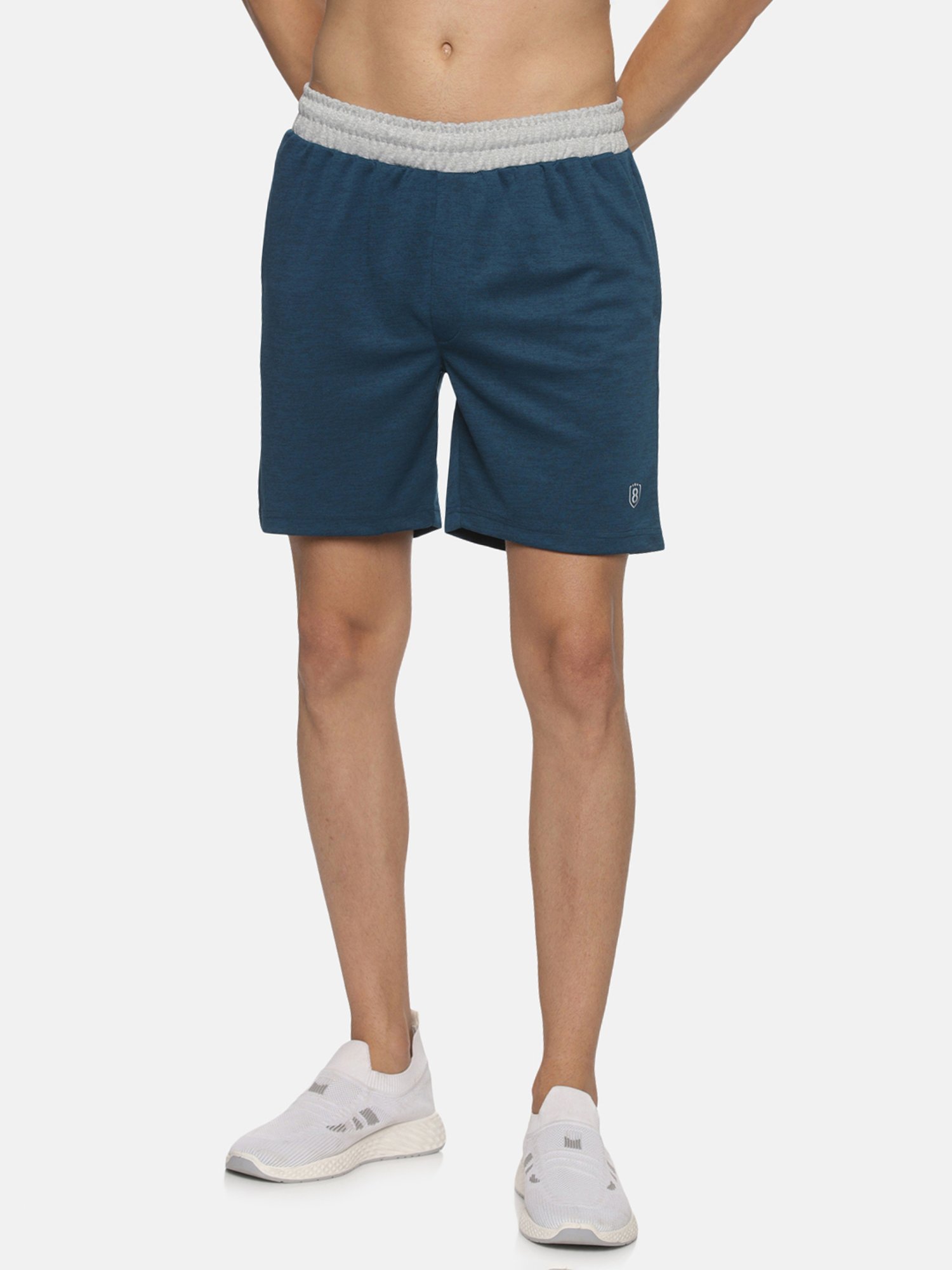 Adidas White Regular Fit Striped Sports Shorts