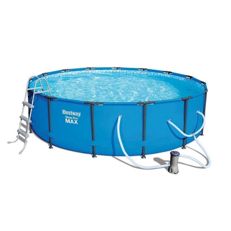 Bestway 15ft x 42in Steel Pro Max Round Frame Above Ground Pool and Accessories