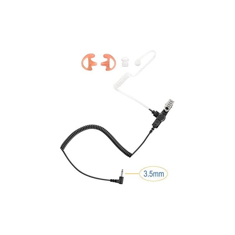 Only Acoustic Tube Earpiece for Speaker Mic or Radio Carried Near Shoulder or Chest 35mm Connector Cable Length 10 inch Coil Cord 6 inch Reinforced Cable Clear Sound Transmission