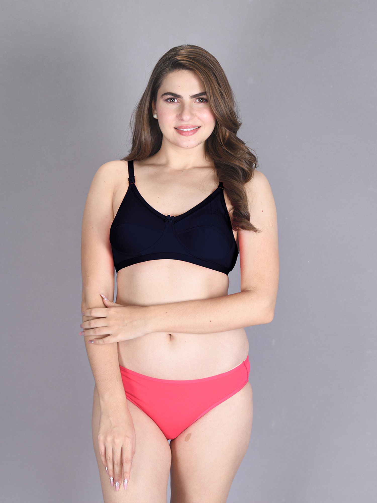 Lux Venus Navy Full Coverage Non-Wired Bra With Adjustable Strap - Pack of 2