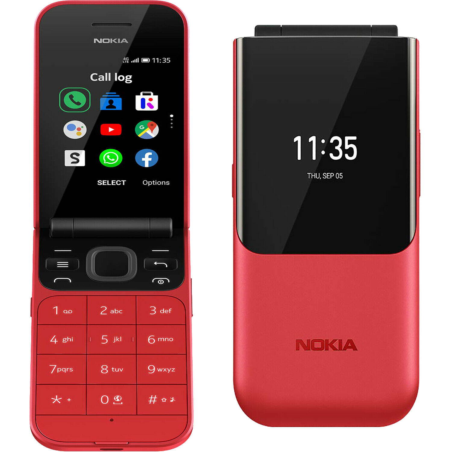 Nokia 2720 Flip Dual-SIM 4GB ROM + 515MB RAM (GSM Only | No CDMA) Factory Unlocked 4G/LTE Keypad Phone - (Red) - International Version