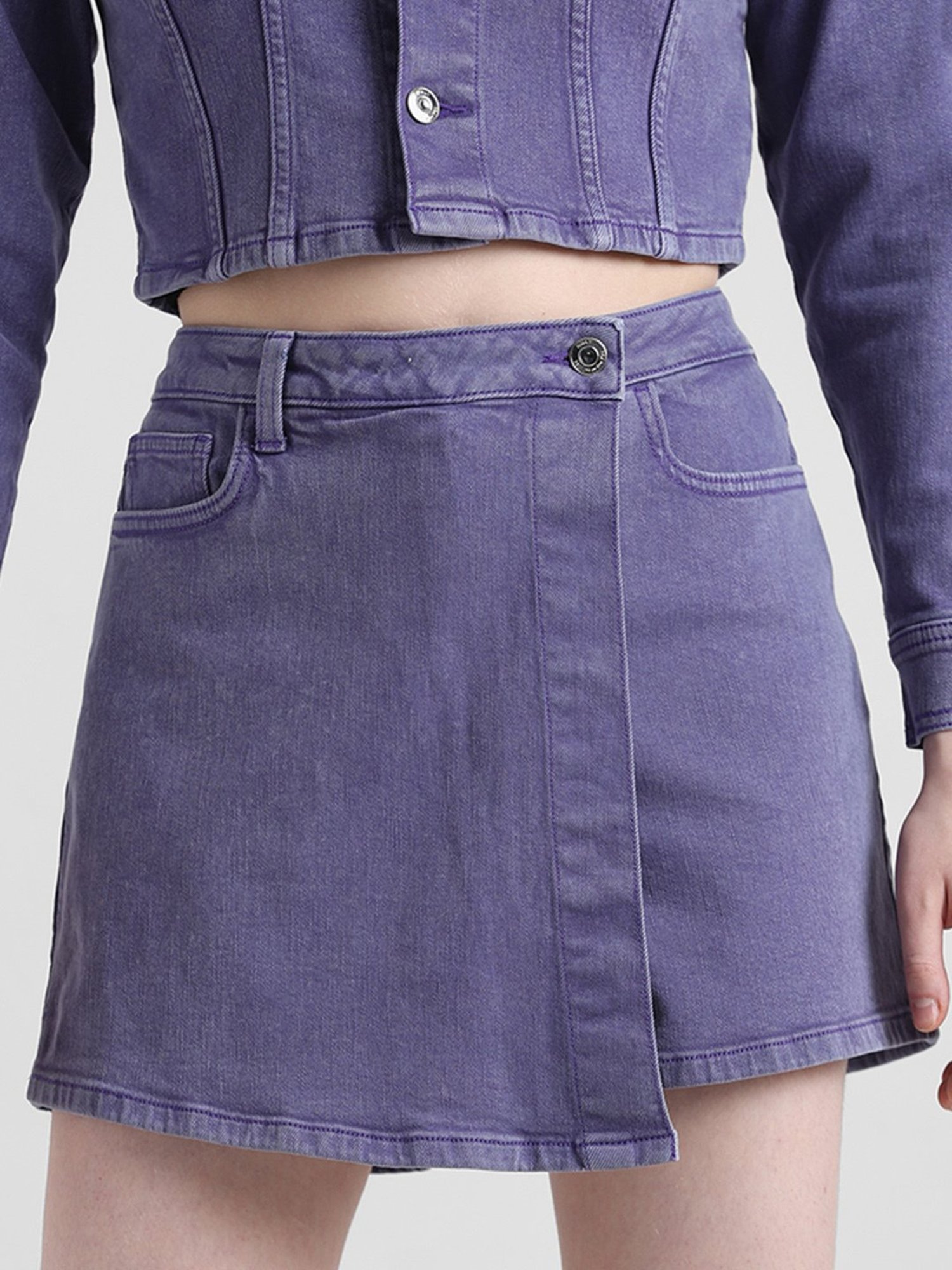 Belle Fille Sky Blue & Beige Printed Skirt