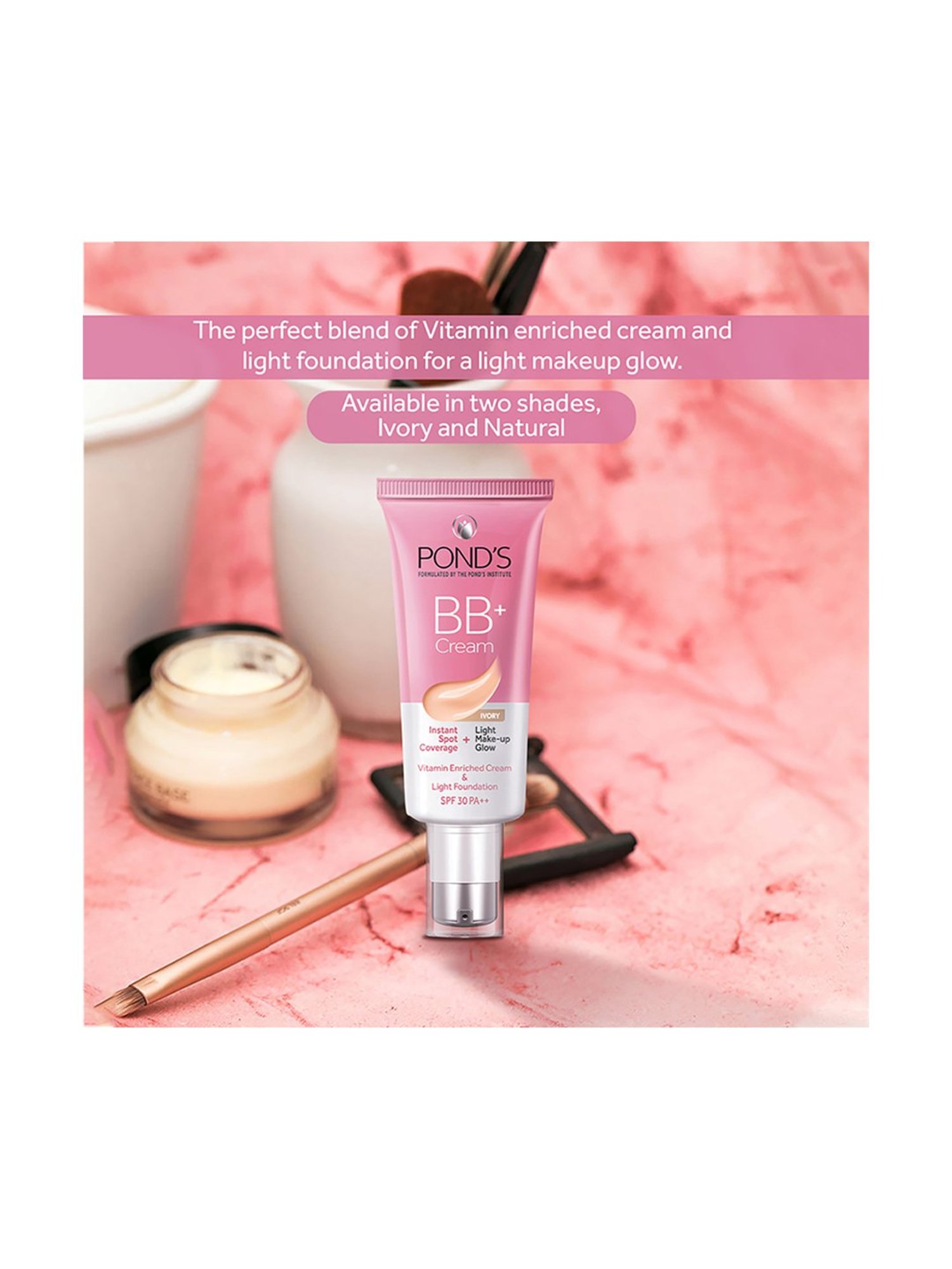 POND'S BB+ Cream Instant Spot Coverage + Light Make-Up Glow SPF 30 Ivory - 30 gm