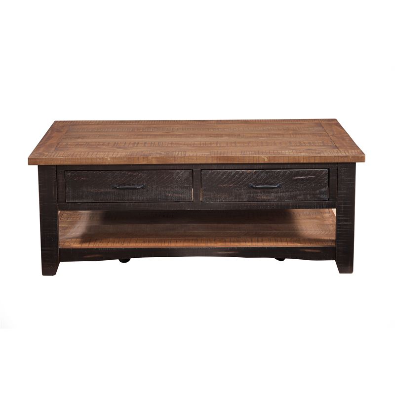 Rustic Wood 2 Drawer Coffee Table Antique Black and Honey - Martin Svensson Home